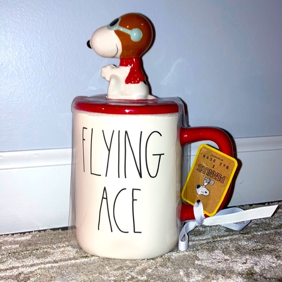Rae Dunn Other - Rae Dunn Snoopy Flying Aces Mug with Topper Charlie Brown Peanuts - Holiday Gift